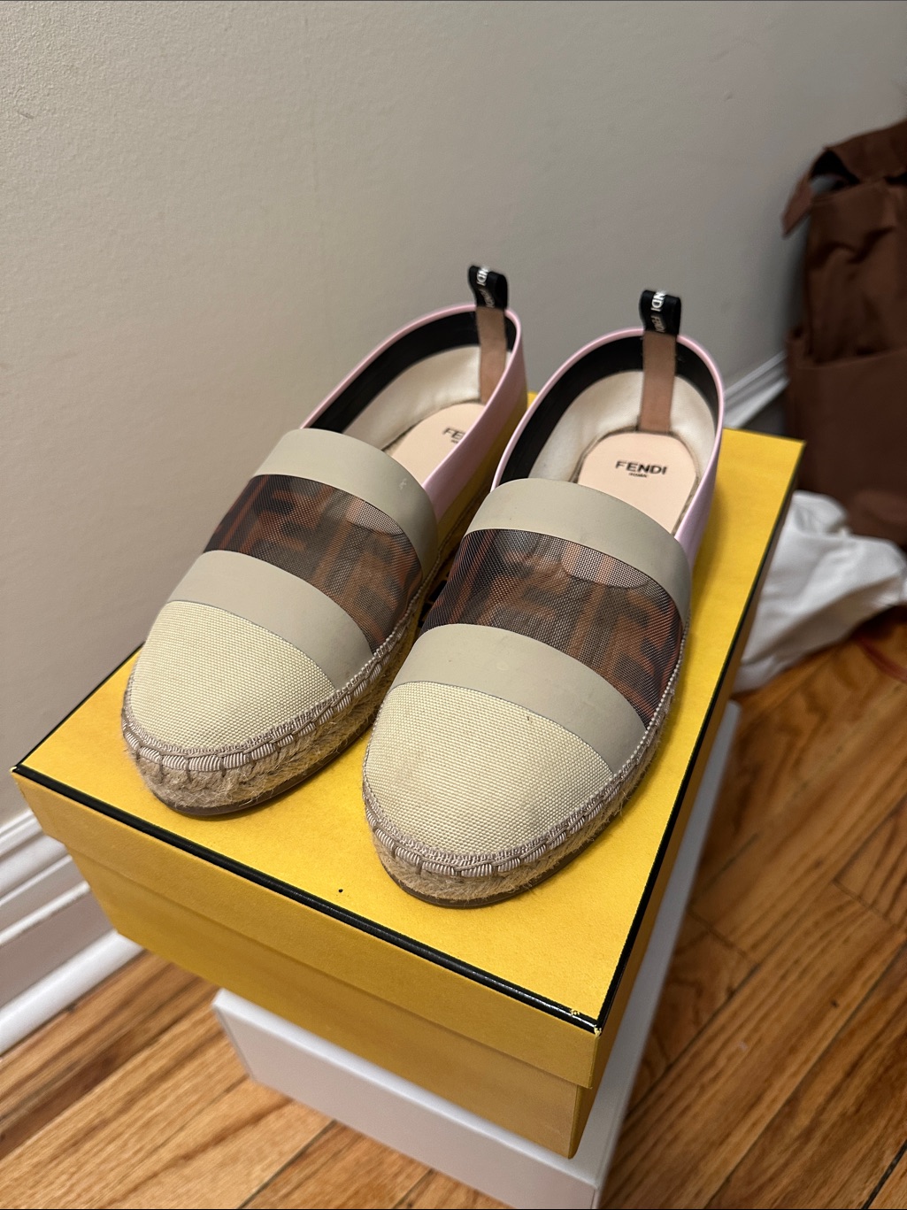 Fendi Beige And Brown Monogram Espadrille